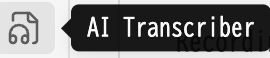 Icono de AI Transcriber en la cinta izquierda de Obsidian